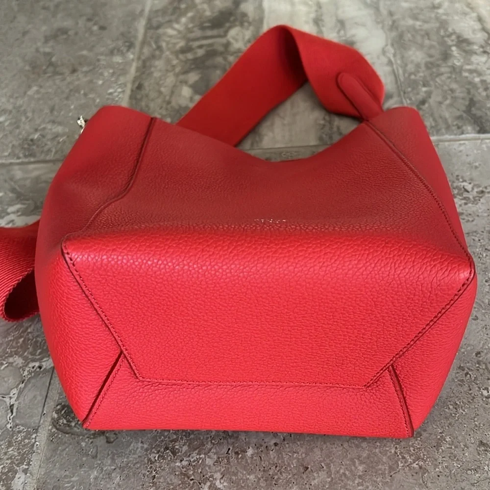 Celine Sangle Small Bucket Bag, Small Grain Calfskin, Red, Like New - Picture 7 of 15